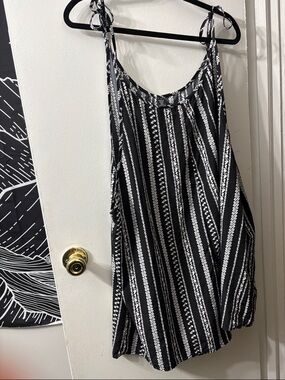 3X Striped Tie-Shoulder Romper